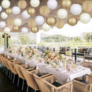 Paper Lanterns Gold White Round Hanging Chinese Lanterns for Wedding Birthday Party Boho Baby Shower Decorations Pack of 12 by CozyNest Decor