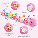 Sumobaby Infant Baby Musical Stuffed Animal Toys for 0-3-6-12 Months,Multi Sensory Toys with Crinkle and Rattles, Tummy Time Toys for Newborn Boys Girls, Caterpillar, Pink by TinyTreasures Baby Boutique