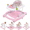 Foldable Baby 5-in-1 Activity Walker - Rocker, Activity Center, Bouncer, Seat Walker, Push Walker - Adjustable Speed Rear Wheels and Height Toys Ages 6-18 Months… (Pink) by TinyTreasures Baby Boutique