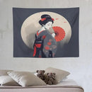 Japanese Woman Geisha Tapestry Asian Red Cherry Blossom Red Sun Traditional Kimono Folk Tapestries Home Decor for Living Room Bedroom Apartment Farmhouse Dorm 40"x30" by CozyNest Decor