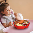 Nuogo 2 Pcs Stainless Steel Baby Suction Plates with Removable Silicone Shell 2-in-1 Metal Toddler Bowl Divided for Picky Eaters Kids Feeding Led Weaning Supplies, Dishwasher Safe (Orange,Red) by TinyTreasures Baby Boutique