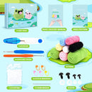 Crochet Kit for Beginners - Frog Family Crochet Kits with Step-by-Step Video Tutorials, Beginner Crochet Kit for Adults and Kids, 2 PCS Frogs and 3 PCS Tadpoles Crocheting Set by TinyTreasures Baby Boutique