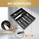 Silverware Organizer Kitchen Drawer Organizer Utensil Organizer Bamboo Silverware Holder Cutlery Organizer in Drawer Flatware Organizer Tray(7 slots, Black by CozyNest Decor
