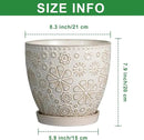 Ceramic Planter 8 Inch Plant Pot with Drainage Hole and Saucer Ceramic Pots for Indoor Plants Outdoor Large Flower Pot for Home Decor White by CozyNest Decor