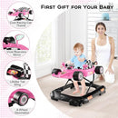 HONEY JOY Baby Walker, 4-in-1 Foldable Infant Activity Push Walker, Toddler Car Walker w/Adjustable Heights, Music, Lights, Removable Tray, Baby Walker with Wheels for Boys Girls 7-14 Months (Pink) by TinyTreasures Baby Boutique
