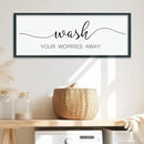 LuZhiQiang Wash Your Worries Away Sign Bathroom Wall Art Decor 40"×15" Large Wood Framed Laundry Room Funny And Artwork Wall Hanging (Black) by CozyNest Decor
