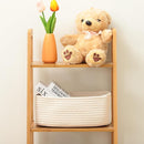 Small Storage Baskets for Organizing | Closet Organizer Bins | Shelf Toy Basket | Woven Rope Baskets | Cube Decorative Box | Shallow Basket | 11.5x7.5x4.7” | 3 Packs Off White by TinyTreasures Baby Boutique