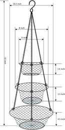 malmo 3-Tier Wire Fruit Hanging Basket, Vegetable Kitchen Storage Basket, Iron Wire Black (Basket2024) by CozyNest Decor