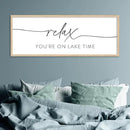 SRSZHIYUE Relax You're On Lake Time Wall Decor Above Bed Sign 32"×12" for Lake House Bedroom Over Bed Large Wood Framed Hanging Art (Wood) by CozyNest Decor