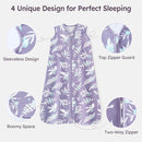 Baby Sleep Sack 12-18 Months 3 Pack 100% Cotton Lightweight 0.5 TOG Wearable Blanket Baby Sleep Bag with 2-Way Zipper for Newborn Infant Purple Leaf by TinyTreasures Baby Boutique