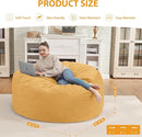 3FT Bean Bag Chair, Comfy Bean Bag Chairs with Memory Foam Filled, Fluffy Beanbag Sofa with Dutch Velvet Cover, Round BeanBag Chairs for Living Room, Playroom - Mustard by TinyTreasures Baby Boutique