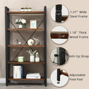 5 Tier Bookcase, Solid Wood Bookshelf Rustic Vintage Industrial Etagere Bookcase, Metal and Wood Free Vintage Bookshelf, Retro Brown (Real Wood) (5-Tiers) by CozyNest Decor