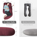 MOON PARK Pregnancy Pillows for Sleeping - U Shaped Full Body Maternity Pillow with Removable Cover - Support for Back, Legs, Belly, HIPS - 65 Inch - Burgundy - Cooling Cover by TinyTreasures Baby Boutique