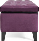 Christopher Knight Home Gloust Velvet Storage Ottoman, Upholstered Rectangular Storage Bench, Living Room Seating, Tufted BottonFoot Rest Stool for Home Office, Entryway and Bedroom, Purple by CozyNest Decor