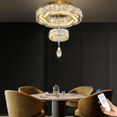 Flashing God Small Crystal Chandeliers Dia 12" Gold Chandelier Flush Mount Ceiling Light for Bedroom Living Room Dining Room Hallway Dimmable 3 Rings LED Celing Lighting Fixtures by CozyNest Decor
