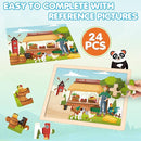 Wooden Farm Puzzles for Kids Age 3 4 5 Year Old, 4 Pack 24 Pcs Montessori Toddler Jigsaw Puzzles for Girl boy Activities Preschool Learning Educational Birthday Gift by TinyTreasures Baby Boutique