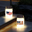 Solar Lanterns Outdoor Waterproof Tabletop - The USA Flag Outdoor Waterproof Hanging Solar Lights Glass Jar for Garden,Patio,Pathway & Yard Decor 2 Pack by GreenHaven Gardens