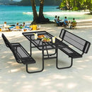 79'' Steel Rectangular Picnic Table for Outdoors, with backrest, Expanded, Lifetime Picnic Table with Umbrella Hole, Heavy Duty Sturdy Commercial Picnic Tables for Garden Courtyard BBQ, Black by GreenHaven Gardens
