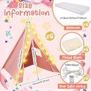 6 Pack Sleepovers Teepee Tent for Kids Bulk with Mattress Sheet Light,Natural Cotton Washable Indoor Play Tent for Birthday Slumber Party Girls Boys Pajama Movie Night Supplies(Pink) by TinyTreasures Baby Boutique
