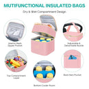 PIIOSER Breast Milk Storage Cooler Bag with Ice Pack, Fits 4 Baby Bottles Up to 5 Ounce, Small Insulated Breastmilk Cooler Travel Bag with Handle Buckle for Nursing & Working Mom Daycare(Pink-XS) by TinyTreasures Baby Boutique