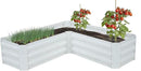 Sunnydaze Galvanized Raised Garden Bed - Metal Raised Bed for Gardening - Outdoor Planter Box for Flowers, Plants, and Vegetables - Ivory White - 12” H L-Shaped by GreenHaven Gardens