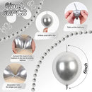 Silver Link Balloons, 60PCS Linking Balloons with Tail for Balloon Wall Arch and Chains, Quick Linkable Balloon for Wedding Birthday Baby Shower Engagement Graduation Party Decorations (6inch) by CozyNest Decor