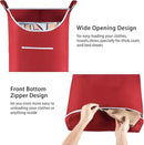 Hanging Laundry Hamper Bag Behind Door Hampers for Laundry Hanging Save Space Zipper Laundry Hamper Door Hanging with 2 PCs Stainless Steel Hooks Suction Hooks for Wall/Bathroom (Red by CozyNest Decor