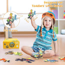 Floor Puzzles for Kids Ages 3 4 5 6 7 8, 70 Piece Construction Site Jigsaw Puzzle with Excavator Bulldozer Forklift Dumper Truck, Building Site Educational Toy Gift for Boys Birthday Christmas by TinyTreasures Baby Boutique