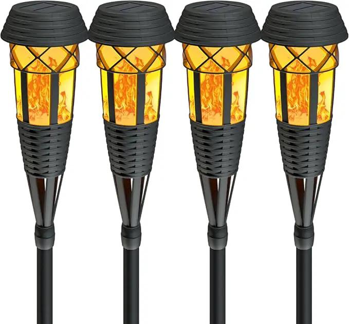 Flickering Flames Torch Light Solar Garden Lights Waterproof Landscape Lighting - 4 Pack