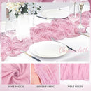 Light Pink Cheesecloth Table Runner 12 Pack 10FT Rustic Gauze Fabric Cheese Cloth Table Runner for Wedding 20 x 120 Inch Long Bridal Baby Shower Table Decorations Boho Sheer Birthday Party Table Decor by CozyNest Decor