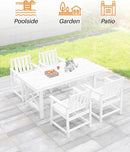 HDPE Outdoor Dining Set of 6, Patio Dining Table Set with 4 Chairs and 1 Bench, 6 Pieces HDPE Dining Set with Umbrella Hole, Outdoor Furniture Sets for Deck, Poolside, Garden, Pearl by CozyNest Decor