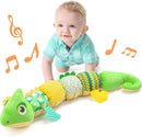 LIGHTDESIRE Baby Toys Musical Dinosaur,Infant Stuffed Animal Toys with Crinkle and Rattles,Soft Sensory Toys with Textures for Tummy Time Newborn Boys Girls 0 3 6 12 Months(Green) by TinyTreasures Baby Boutique