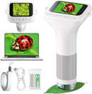 Microscope for Kids with 12 Slides, 100X-1000X 1080P Digital Handheld Kids Microscope, Mini Portable Pocket Miniscope Science Toys Gifts for 3+ 4 5 6 7 8 9 10 11 12 Year Old Boys Girls, White by TinyTreasures Baby Boutique