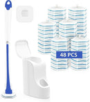 JEHONN Disposable Toilet Brush with 48 Wand Cleaner Refills, Wall Mounted Toilet Bowl Brush Holder Set, Bathroom Cleaning System for Sink Bathtub Wash Basin (Blue) by CozyNest Decor