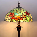 Tiffany Floor Lamp Stained Glass Lamp Standing Reading Light 16x16x70 Inch for Living Room (Red Green Flowers) by CozyNest Decor