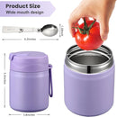 17oz Soup Thermo for Hot Food Kids,Insulated Food Jar with Spoon,Thermo Hot Food Lunch Container,Wide Mouth Leakproof Stainless Steel Lunch Box for School-Purple by TinyTreasures Baby Boutique