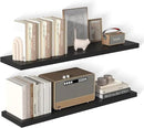48 Inch Floating Shelf 2 Pack Large Floating Shelves for Wall No Drilling Accessories Included Deep Wall Shelves for Living Room Kitchen Farmhouse 48" W x 12" D x 1.2" Black by CozyNest Decor