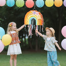 WERNNSAI Foldable Rainbow Pinata - Rainbow Pull String Pinata with Blindfold and Bat for Bundle Piñata Boho Theme Birthday Baby Shower Party Decoration Carnival Party Games Supplies 16.4" x 12.3" by TinyTreasures Baby Boutique