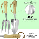 Garden Tools Set – Premium Stainless Steel Gardening Hand Tools with Solid Beechwood Handle – Gardening Kit with Rake, Shovel, Gloves, Shears, Tool Organizer – Garden Gifts for Women and Men by GreenHaven Gardens