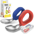 Toddler Utensils Baby Utensils Toddler Forks and Spoons Baby Forks and Spoons Set Kids Stainless Steel Silverware Set Children Safe Forks and Spoons self feedig-Dishwasher Safe(Red+Blue) by TinyTreasures Baby Boutique