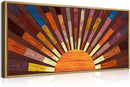 IARTTOP Extra Large Boho Sun Wood Wall Art for Living Room Wooden 3D Framed Abstract Sun Rising on the Horizon Geometric Wall Decor Mid century Sunshine Artwork Home Bedroom Office20 * 40 Inch by CozyNest Decor