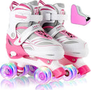 Adjustable 4 Size Kids Roller Skates With Light up Wheels for Girls Ages 5-8-12, Safe and Fun Illuminating Skates for Kids, Toddlers, Boys by TinyTreasures Baby Boutique