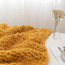 Chunky Knit Blanket Throw 48"*71", Hand Knitted Warm Chenille Throw Blanket, Home Decor Soft Thick Yarn Cable Knit Blanket,Soft Breathable Fleece Banket Christmas for Couch Bed Sofa Best Gift (Yellow) by CozyNest Decor