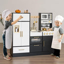Interactive Wooden Play Kitchen for Kids 3+ Realistic Stove Sounds & Ice Maker Pretend Playset with 12 Kitchen Accessories Montessori Toy by TinyTreasures Baby Boutique