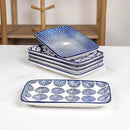 Selamica Ceramic Rectangular Salad Plates Set, Dinner Plate 9.4 Inch Dessert Plates for Party Entertaining, Small Serving Plates for Appetizers, Sushi, Fruit, Set of 4, Vintage Blue by CozyNest Decor