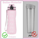 OLDLEY 25 oz Water Bottle, Motivational Water Bottle with Time Marker, Sports Water Bottle With Strap, Leakproof & BPA Free Large Water Bottles for School, Gym, Travel, Outdoor, Tritan,Pink by CozyNest Decor