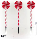 Alpine Corporation 28" H Outdoor Candy Cane Yard Stakes with Red and White LED Lights (Set of 3), Christmas Decoration by GreenHaven Gardens