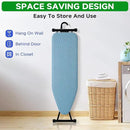 Compact Ironing Board 13 x 43, Iron Board with Heat Resistant Surface, Adjustable Height, Space Saving Table with Hook & Iron Rest for Home & Laundry Room, Diagonal Checkered Blue by CozyNest Decor