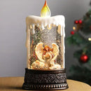 Nativity Snow Globe Candle Christmas Decorations Gifts Auto Snowfall Glitter Music Collection Angel Nativity Scene with 6H Timer USB/Battery Powered 9.7 inch by CozyNest Decor