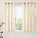LAMIT Beige Linen Curtains 54 Inches Long for Bedroom, Semi Sheer Neutral Faux Linen Textured Window Light Filtering Panels with Bronze Grommet for Kitchen,2 Panels Set, 52 X 54 Inch by CozyNest Decor